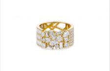 Anello Duo Four way in oro 18 carati e diamanti baguette e pavé