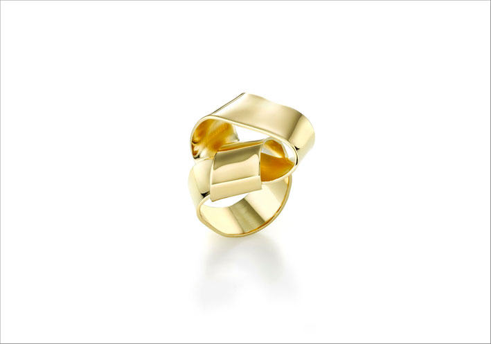Wrapped ring in ottone placcato oro