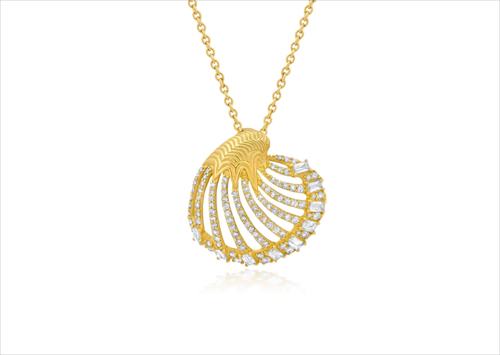 Collana con pendente in oro 14 carati e diamanti sintetici