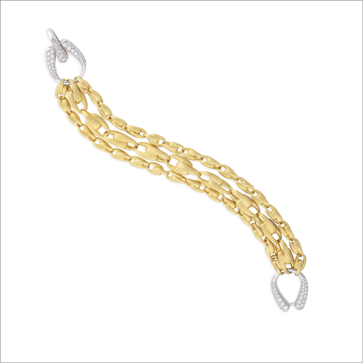 Marco Bicego, bracciale a catena in oro giallo e diamanti
