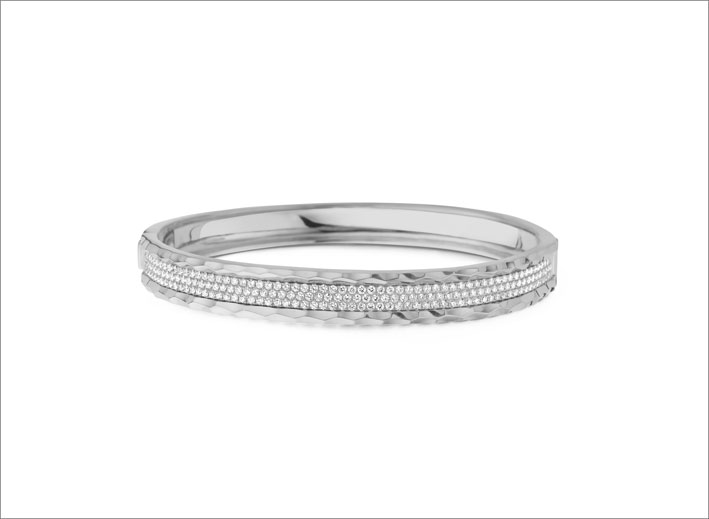 Ischia bracelet 60 54 mm in 18K white gold with diamonds