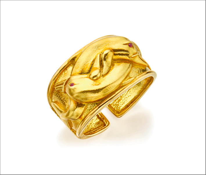Gold and ruby cuff bracelet, David Webb