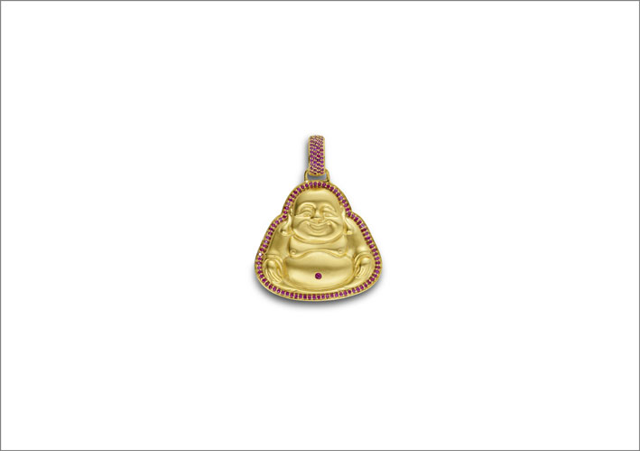 Ciondolo Buddha in oro 20 carati e rubini 