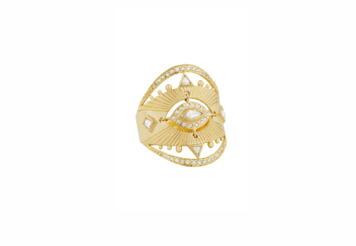 Anello Protection in oro con diamanti taglio marquise