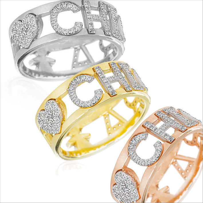 Anelli a fascia in oro 18 carati e diamanti  personalizzabili
