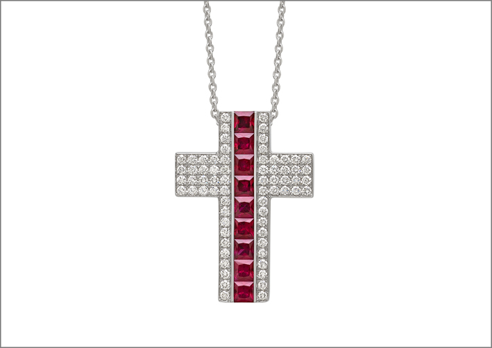 Croce con diamanti e rubini