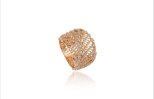 Anello della collezione Tribe in filigrana oro rosa 18 carati e diamanti brown