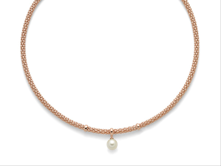 Collana in argento placcato oro rosa 18 carati con perla coltivata