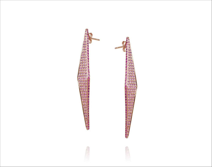 Orecchini Modernist in oro rosa, diamanti e zaffiri rosa