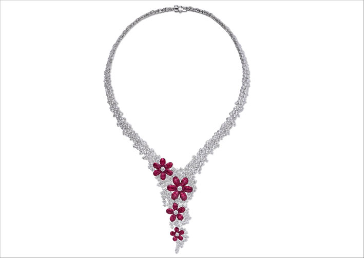 Collana Margherita con diamanti e rubini