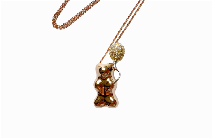 Collezione Gummy Bear, collana con pendente in oro e diamanti