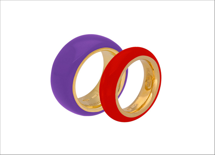 Collezione Rainbow, anelli personalizzabili in argento dorato