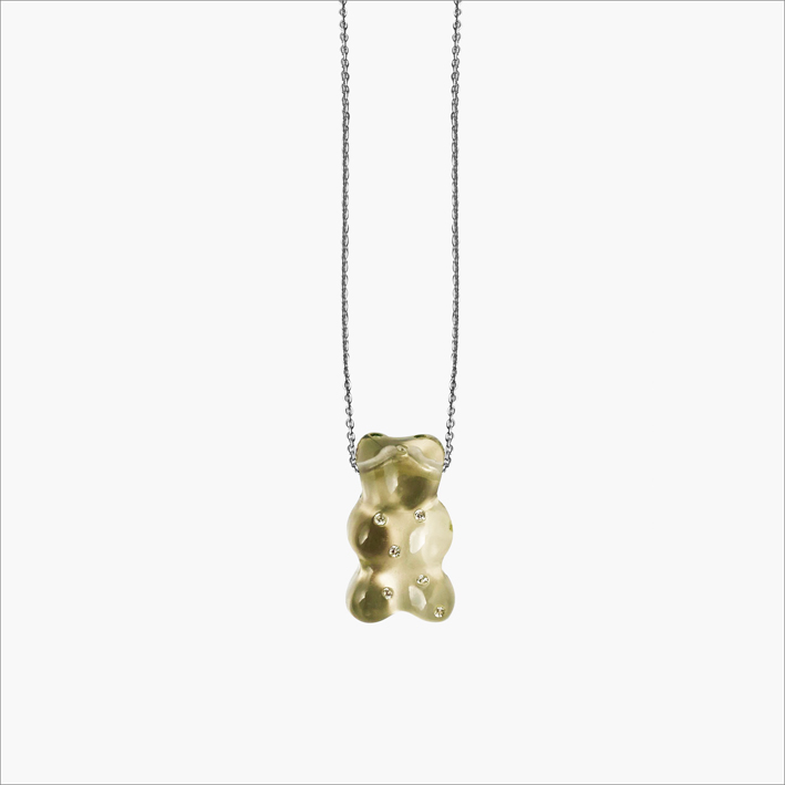 Collezione Gummy Bear, collana con pendente in oro, quarzo e diamanti
