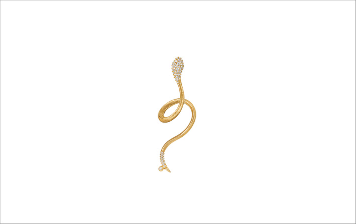 Anello Snake in oro giallo e diamanti