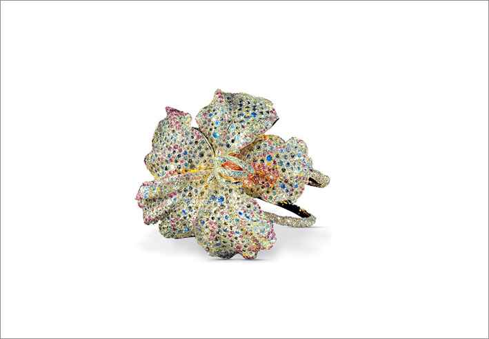 Anello con diamanti e gemme colorate di Frédéric Zaavy