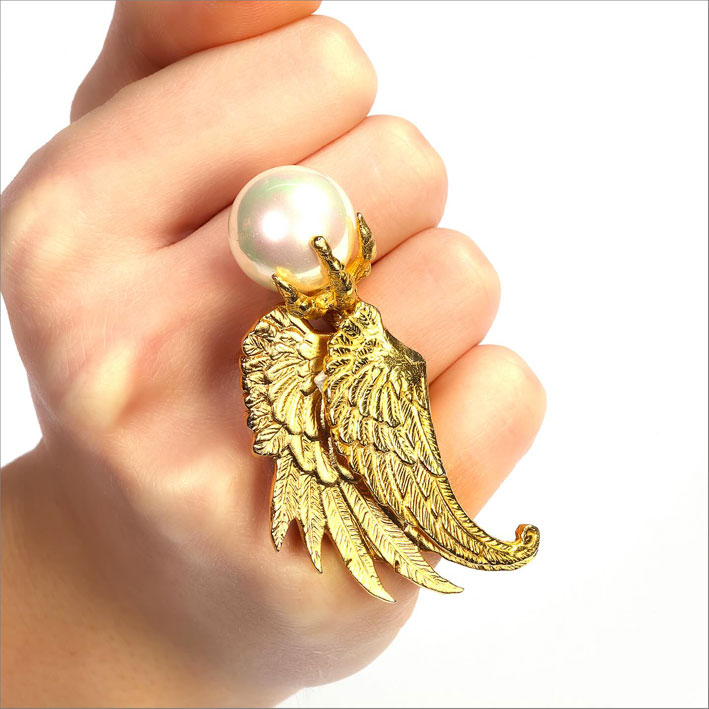 Anello in oro e perla