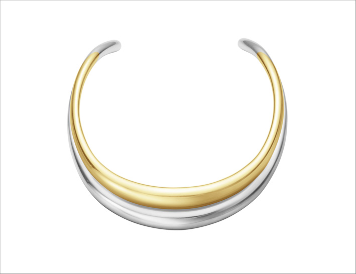 Collana rigida ad anello in argento e oro 18 carati