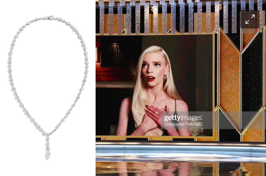 Anya Taylor Joy con il collier di Tiffany