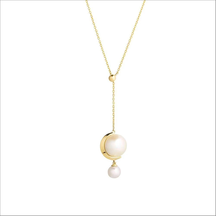 Collana Saturn con perla di acqua dolce