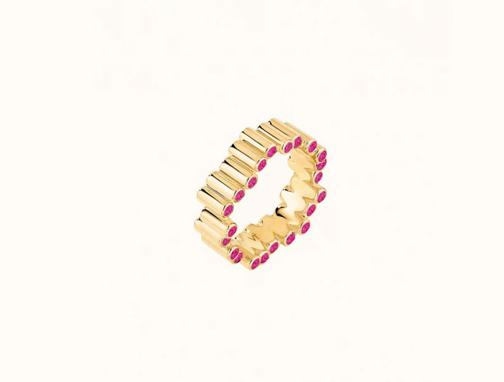 Anello della collezione Edge in oro 18 carati e zaffiri rosa