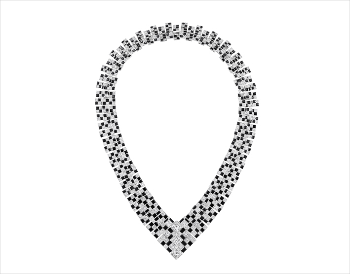 collana Meride di Cartier crea unillusione ottica in diamanti onice e cristallo di rocca MAXIME GOVET