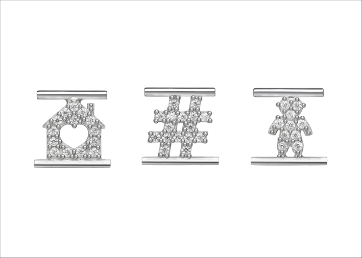 Simboli in argento con cubic zirconia