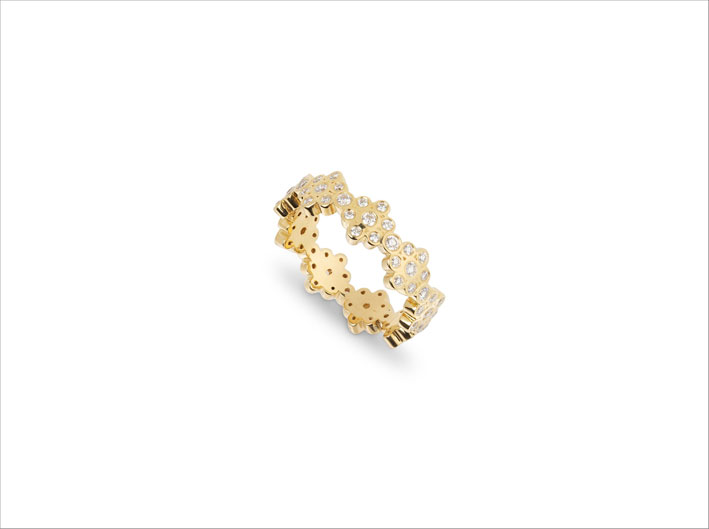 Anello Blossom in oro 14 carati e diamanti sintetici