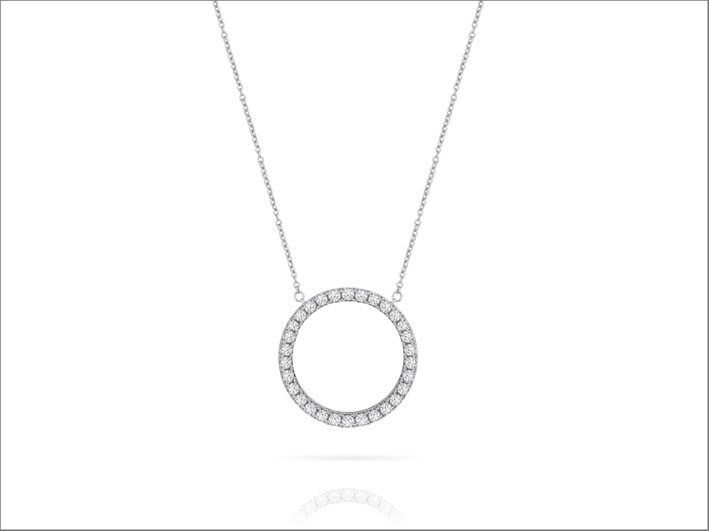 Collana Kulto 925 con pendente circolare in argento e cubic zirconia