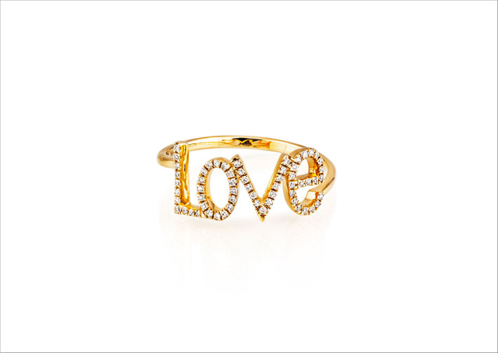 Anello Love in oro 14 carati e diamanti