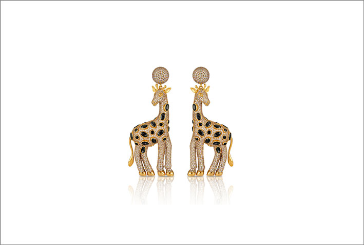Orecchini Giraffe placcati oro con cristalli