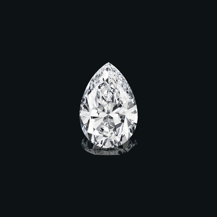 Diamante a forma di pera di 75,97 carati