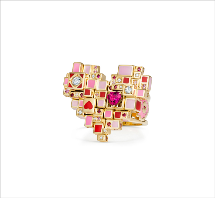 Anello The ever after, in oro 18 carati, multigemme