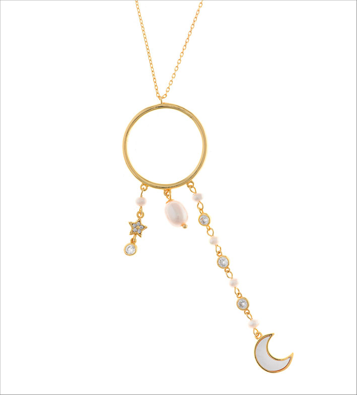 Collana in argento dorato e perle barocche della collezione Helenica
