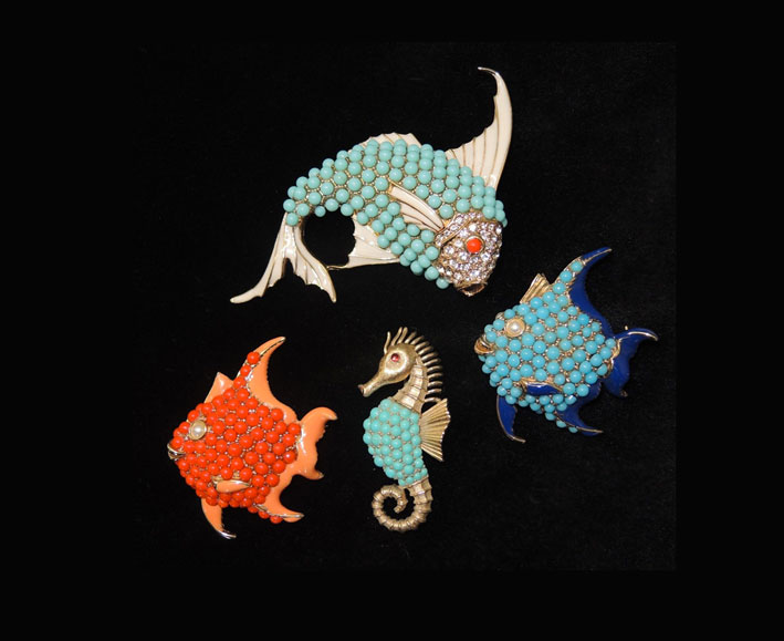 Brooches in the shape of fish by Trifari