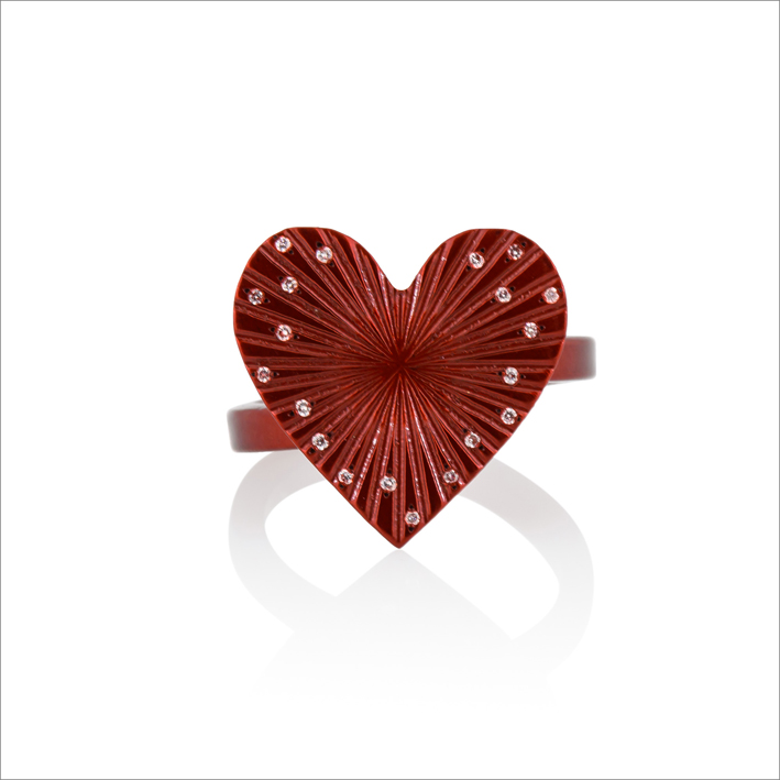 Anello Love in titanio, nanoceramica, diamanti