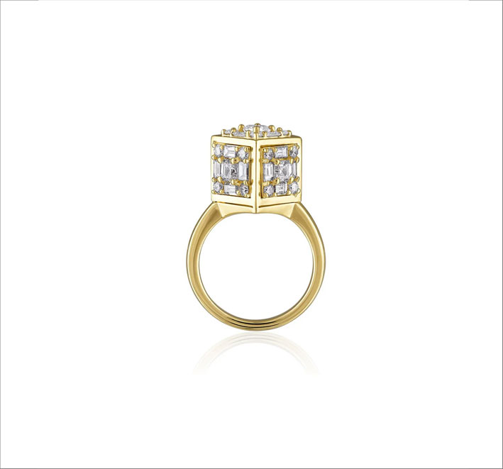 Las joyas de Mindi Mond 1 Anello con diamanti taglio Asscher, baguette e brillante