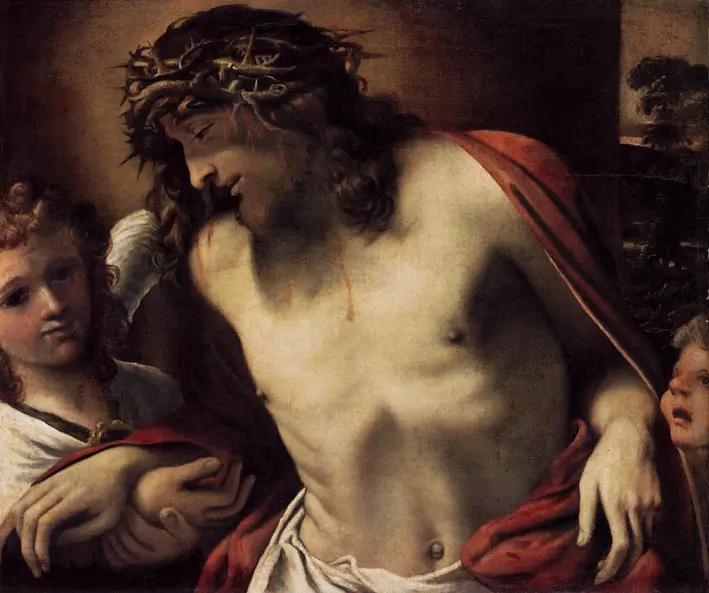 Annibale Carracci (156-1609), Cristo con la corona di spine e angeli