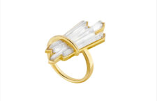 Anello della collezione Terraminearal con cristalli e placcatura in oro
