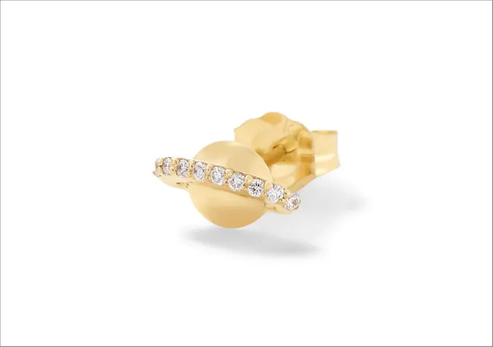 Borchia orecchino in oro 14 carati e diamanti