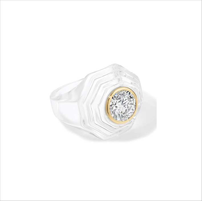 Alison Lou's new amusements 2 The Prism ring in resina, oro, diamanti di laboratorio