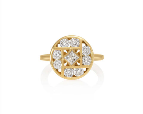 Anello mandala in oro e diamanti