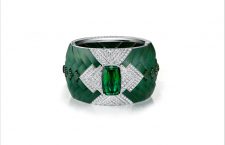 Bracciale Feuillage in alluminio, diamanti,  tormalina verde da 37,97 carati