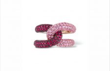 Anello Interwin in oro 18 carati, rubini e zaffiri rosa
