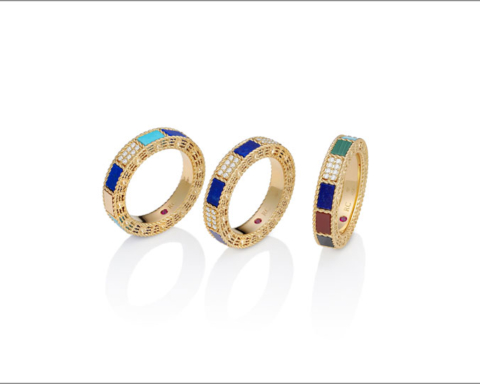 Rose gold ring with diamonds, lapislazuli, turquoise, with diamonds, lapislazuli, with diamonds, lapislazuli, turquoise, malachite, red agate, mother of pearl and black jade and ring with diamonds
