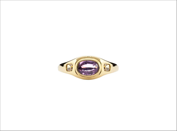 Anello Neptune in oro 18 carati, zaffiro viola e diamanti