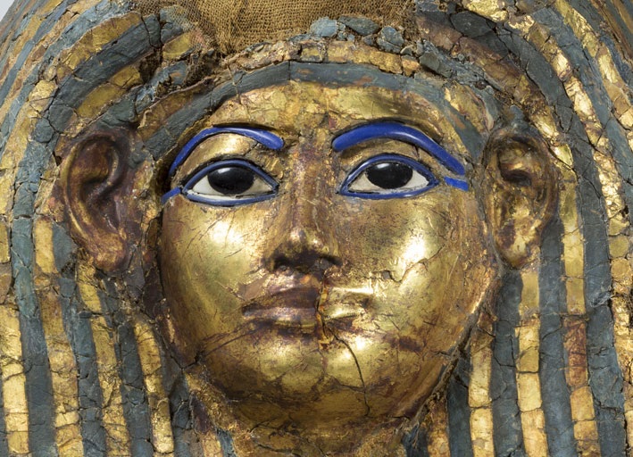 Maschera funeraria esposta al Museo Egizio di Torino, dettaglio
