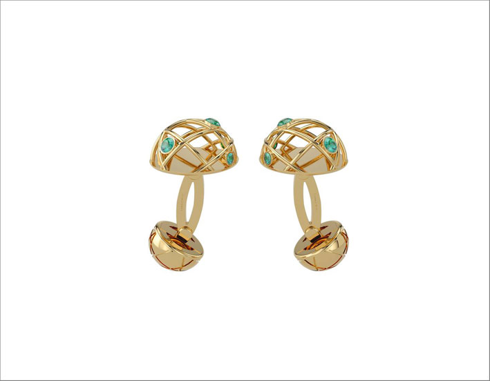 Orecchini Jaipur in oro 9 carati e cinque smeraldi
