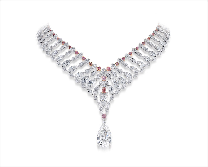 Collana Antares, com 5,57 carati di diamanti rosa e 65,35 carati di diamanti bianchi su oro bianco