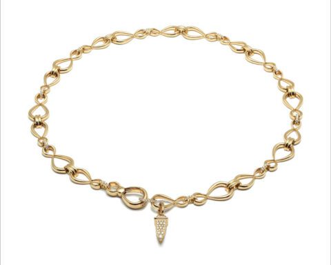 Collier in oro della collezione Anniversary 100 in oro giallo e pendente con diamanti