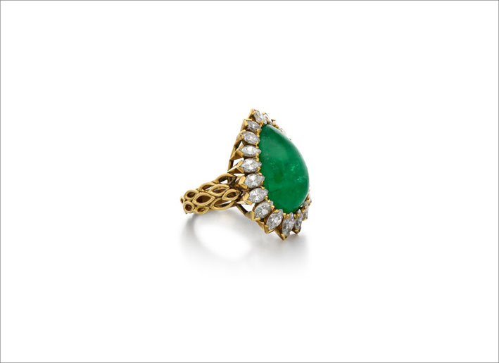 Anello con smeraldo e diamanti, 1968
